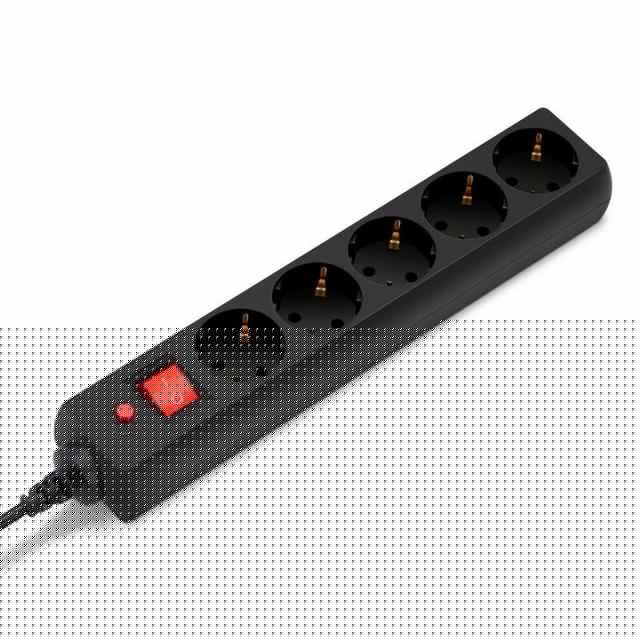 Удлинитель с сетевым фильтром 5х1.8м с заземл. 10А IP20 500SH-1.8-B 2.2кВт CCA черн. BURO 992289
