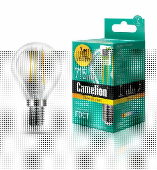 Лампа светодиодная филаментная LED7-G45-FL/830/E14 7Вт 220В Camelion 13456