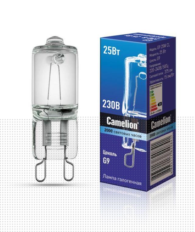 Лампа галогенная 25Вт капсула G9 3000К 240В прозр. Camelion 5845