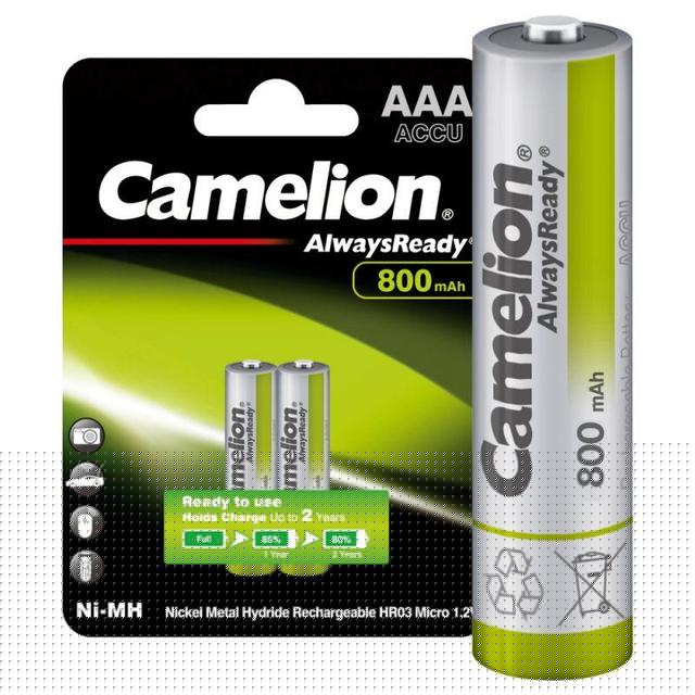 Аккумулятор AAA/HR03 1.2В 800мА.ч Ni-MH Always Ready NH-AAA800ARBP2 BL-2 металлик (блист.2шт) Camelion 7965