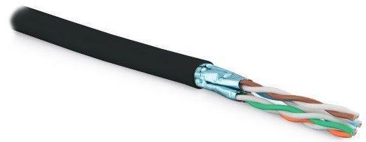 Кабель витая пара экранир. FTP (F/UTP) кат.6 4 пары 23 AWG ож solid для внешн. прокладки LSZH UFTP4-C6-SOLID-OUTDOOR-LSZH-BK-500 (500м) черн. Hyperline 227934