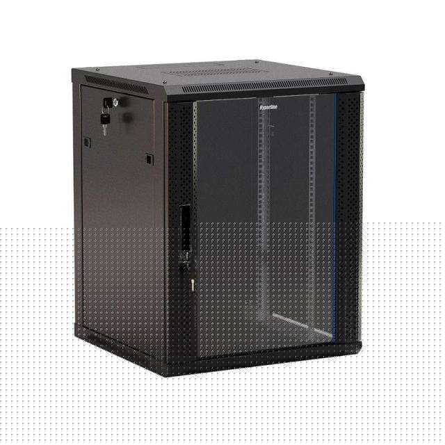 Шкаф настенный TWB-0966-GP-RAL9004 19дюйм 9U 500х600х600мм стеклян. дверь черн. Hyperline 392631
