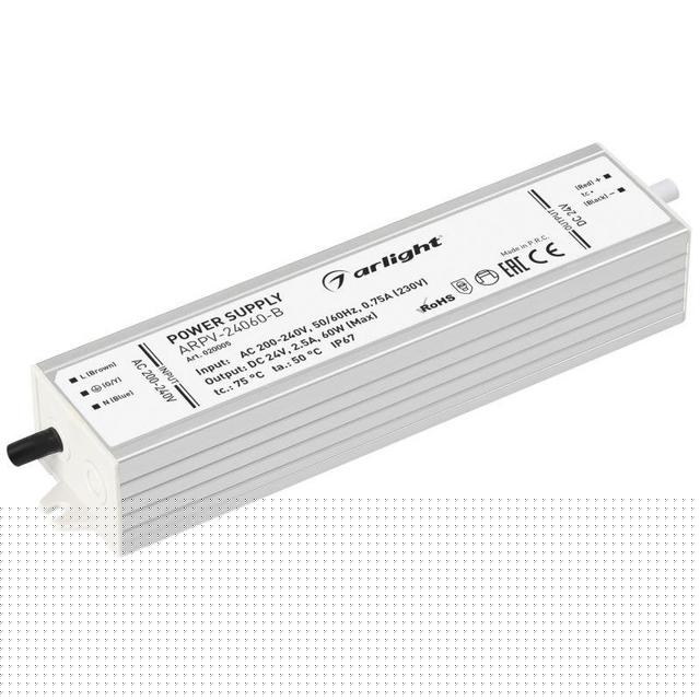 Блок питания ARPV-24060-B 24В 2.5А 60Вт IP67 метал. 3 года Arlight 020005