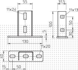 Кронштейн потолочн. для профиля US 3 гор. цинк KU 3 FT OBO 6348874
