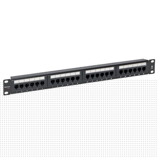 Патч-панель 19дюйм 1U кат.6 UTP неэкранир. 24 порта RJ45 Dual IDC TERACOM PRO EKF TRP-PPNL-6UTP-1U24