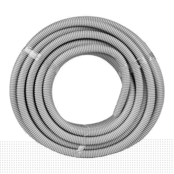 Труба гофрированная ПВХ d25мм с протяжкой сер. (уп.25м) Plast PROxima EKF tg-z-25-25n