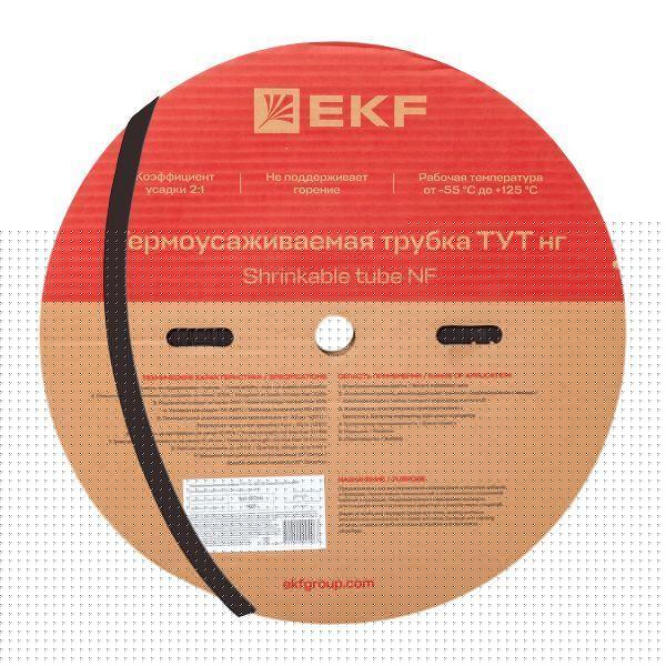 Трубка термоусадочная ТУТ нг 20/10 черн. (уп.100м) EKF tut-20-b