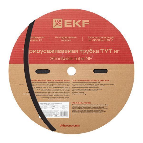Трубка термоусадочная ТУТ нг 8/4 черн. (уп.100м) EKF tut-8-b