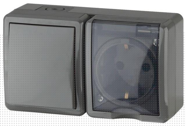 Блок ОП розетка+выключатель 11-7401-03 16АХ(10AX)-250В IP54 Эксперт сер. ЭРА Б0020734