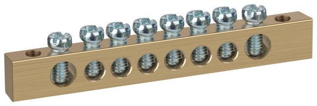Шина NO-122-21 PEN "земля-ноль" 8х12мм 8/2 крепеж по краям латунь ЭРА Б0047236