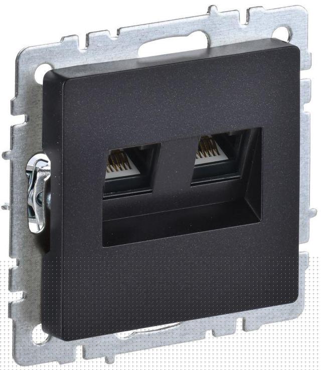 Розетка компьютерная двойная СП RJ45 кат.5E BRITE РК10-2-БрЧ черн. IEK BR-K20-1-K02