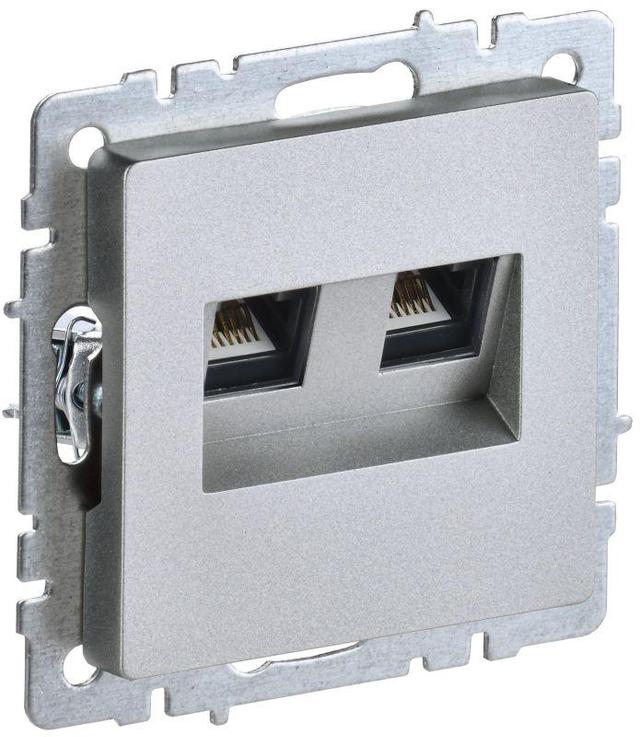 Розетка компьютерная двойная СП RJ45 кат.5E BRITE РК10-2-БрА алюм. IEK BR-K20-1-K47