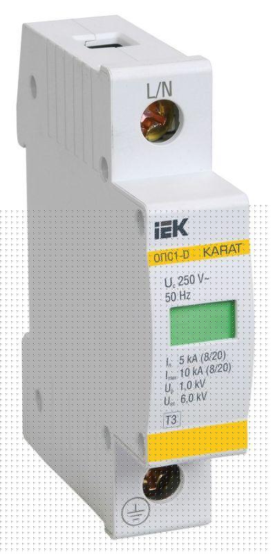 Ограничитель перенапряжения ОПС1-D 1P IEK MOP20-1-D