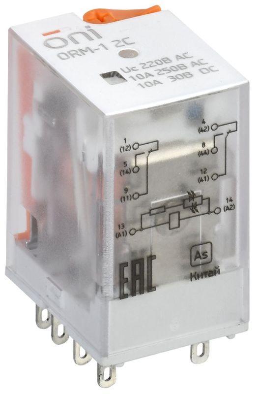 Реле интерфейсное ORM-1 2C 220В AC с LED и тест. кнопкой ONI ORM-1-2C-AC220V-L-B