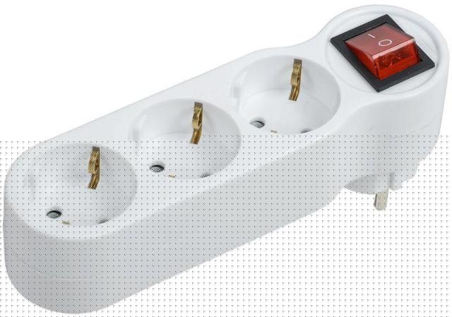 Разветвитель 3-м 16А IP20 Т-01/03В 2P+PE с выкл. бел. IEK WTP10-16-03-ZK-K01