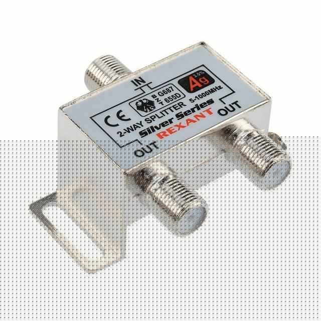 Делитель ТВ "краб" х2+3шт.F "BOX" 5-1000 МГц "Silver" Rexant 05-6101