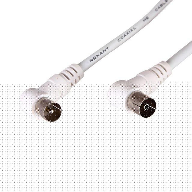 Шнур TV Plug - TV Jack 1.5м угловой бел. Rexant 18-0022