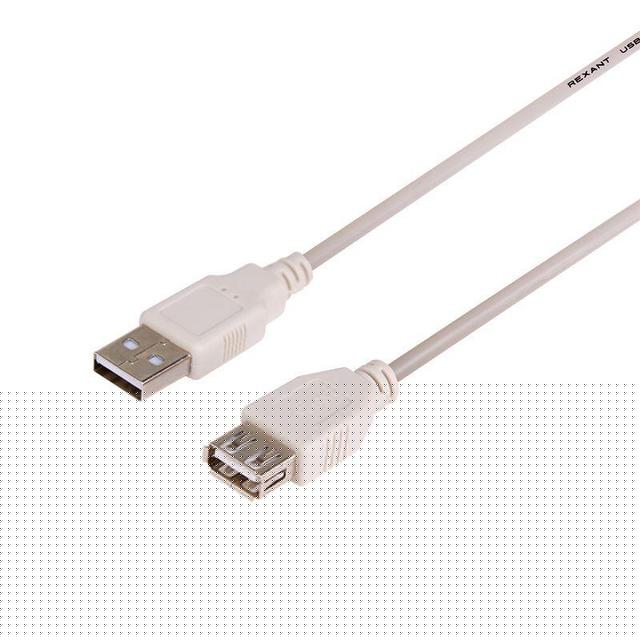 Шнур USB 2.0 (USB А-USB A) 1.8м бел. REXANT 18-1114