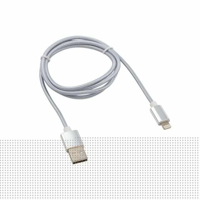 Кабель USB-Lightning 1м серебристая нейлоновая оплетка Rexant 18-7051