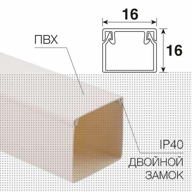 Кабель-канал 16х16 L2000 бел. Rexant 28-1616-2