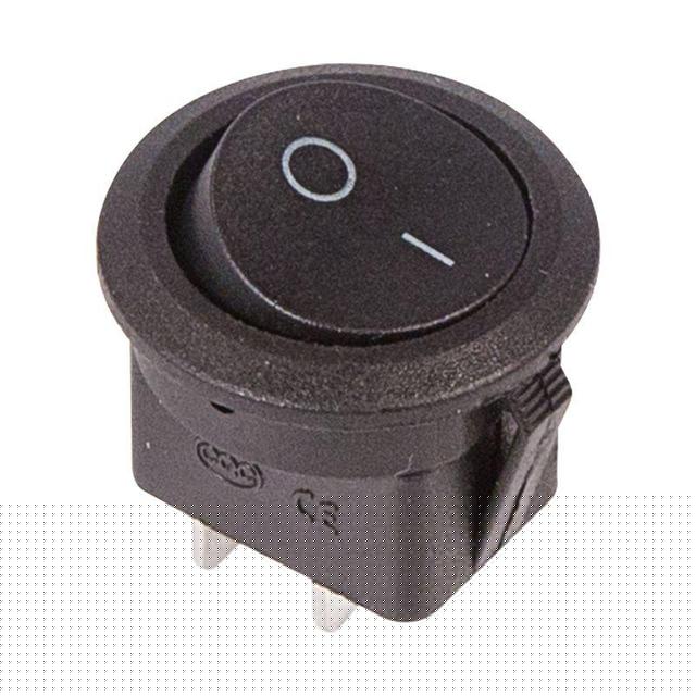 Выключатель клавишный 250В 6А (2с) ON-OFF круглый черн. (RWB-212; SC-214; MRS-102-8) Rexant 36-2550