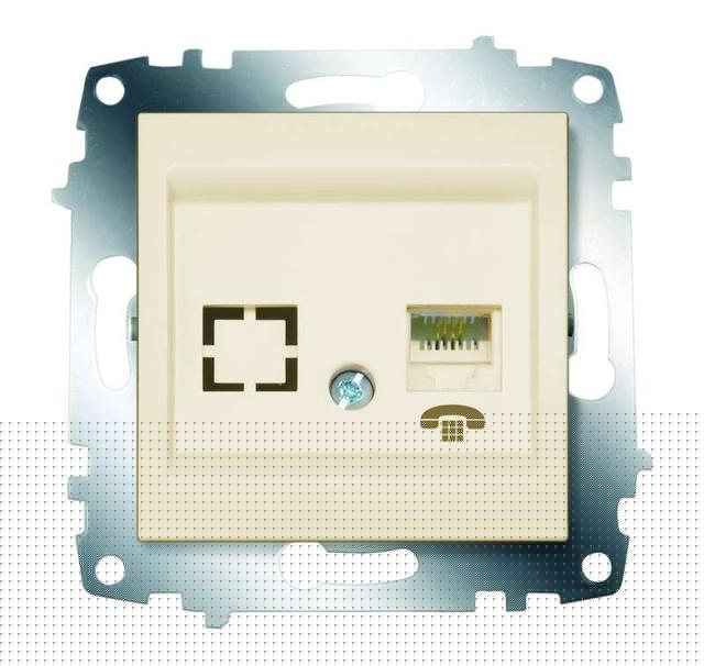 Розетка телефонная 1-м Cosmo RJ11 + гнездо механизм крем. ABB 619-010300-221