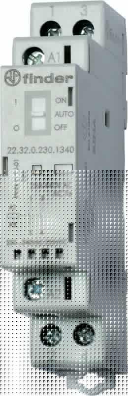 Контактор модульный 1NO + 1NC 25А AgSnO2 230В AC/DC 17.5мм IP20 мех. индикатор + LED FINDER 223202304520
