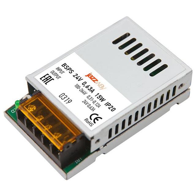 Блок питания для светодиодной ленты 15Вт 0.62А 24В IP20 BSPS метал. JazzWay 5018457