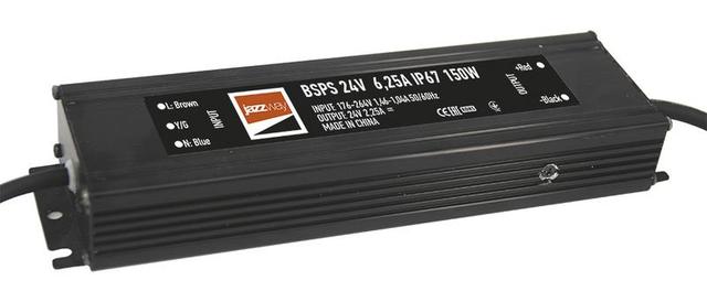 Блок питания для светодиодной ленты 150Вт 6.25А 24В IP67 BSPS влагозащ. метал. JazzWay 5024212