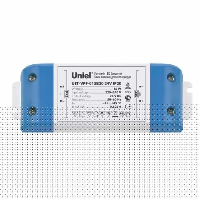Блок питания UET-VPF-015B20 15Вт 24В IP20 Uniel 05831