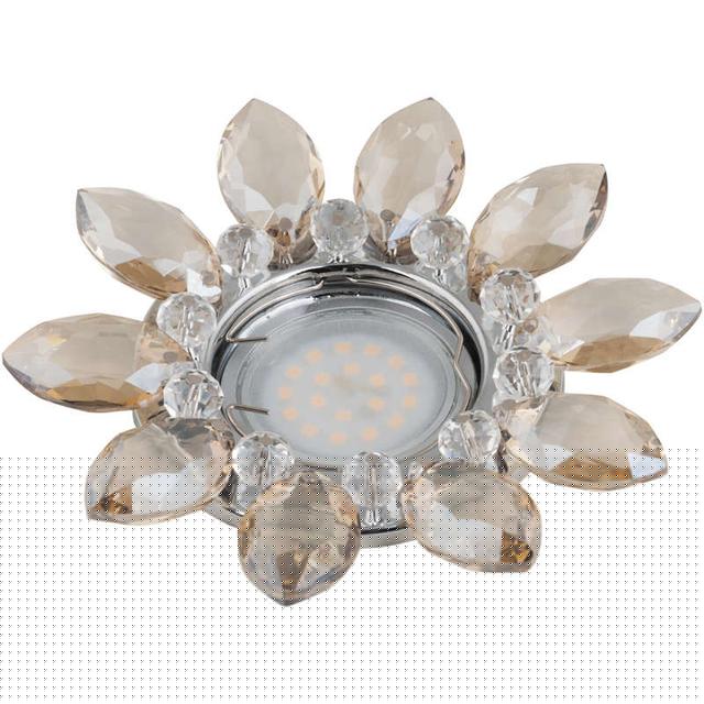 Светильник декоративный встраиваемый DLS-P112 GU5.3 CHROME/COGNAC+CLEAR "Peonia" без лампы GU5.3 основание металл; хром отделка стекло коньячный с прозр. кристаллами Fametto 10542